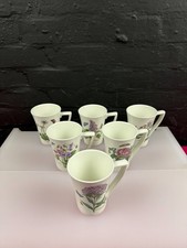 6 x Portmeirion Botanic Garden Tapered Tea / Coffee Mugs 11.5 cm High Set