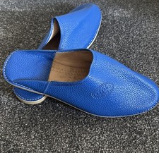 Men's shoes Bleu Moroccan slippers  Leather Babouche Beautiful & Comfy Light
