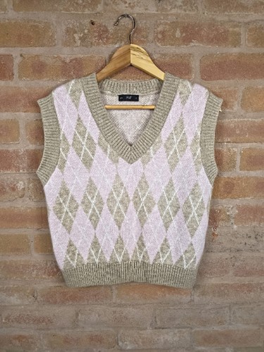 Knitted neck argyle - f&f, v