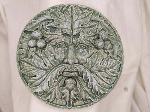 Green man stone wall - plaque, in