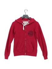 Jack Wills Women's Hoodie UK 10 Red Cotton with Polyester Full Zip