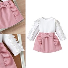 Toddler Baby Girls Ribbed Tops Ruffles 2-Piece Outfit Party Wear Frilly Skirt