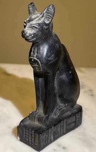 Carved seated egyptian cat god - carved,