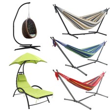 Heavy Duty Hammock Bed Lounge Chair Hanging Swing Stand Garden Beach Outdoor
