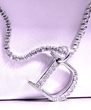 Christian Dior Vintage "D" Charm Diamanté Rhinestone Bracelet with original box