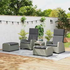Rattan Garden Reclining Chair Armchair Footstool Coffee Table Side Tabletop Unit