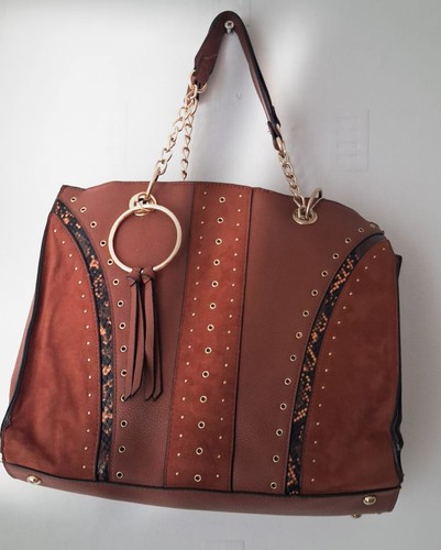 Brown handbag - brown,