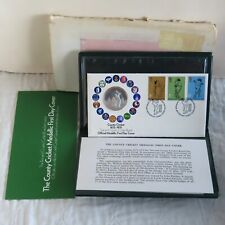 1973 COUNTY CRICKET SILVER PROOF 39mm MEDAL COVER - coa
