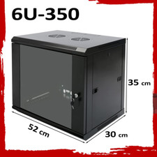 6U 350mm Black Network Cabinet Data Comms Wall Rack, Patch Panel Switch LAN UK