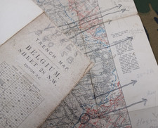 WW1 TRENCH MAP of YPRES (280th SIEGE BATTERY MARKINGS by MILITARY CROSS WINNER)