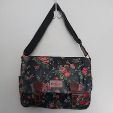 Cath Kidston Black Floral Coated Shoulder Crossbody Satchel Bag Handbag Pockets