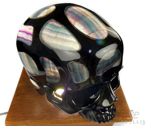 Black obsidian fluorite - black,