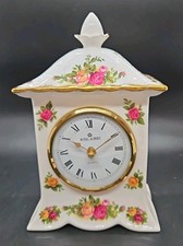 Royal Albert Old Country Roses Mantle Carriage Clock Bone China 16cm / 6" tall