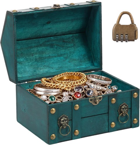 Vintage wooden treasure chest - treasure,