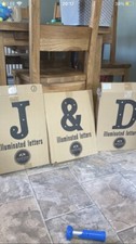 Retro vintage rustic 41cm illuminated battery light up letter J & D