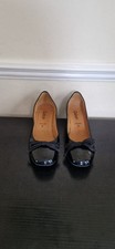 GABOR SACCHETTO BLACK FRONT KNIT BOW DESIGN LADIES LEATHER HEEL SHOE (UK 5 )
