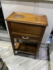 Sewing Box Cabinet Stand Lift Up Top Drawer Solid Oak & Veneer Vintage 
