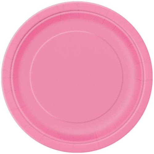 Hot pink round paper plates - round,