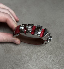 Alexander McQueen Red Python Skull Bracelet 