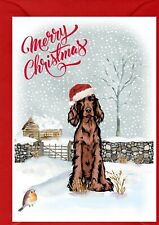 Irish Setter Red Dog (4"x6") Christmas Card - Blank inside -by Starprint