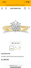 Goldsmiths 9ct Gold 0.5 ct Diamond cluster ring. Very small signs of wear