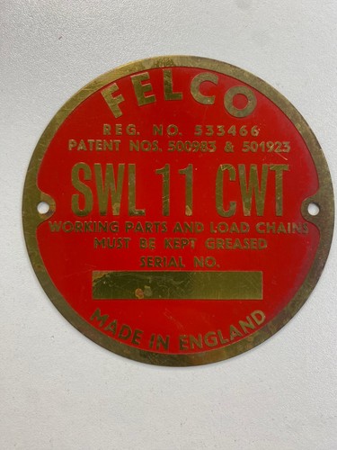 Felco brass red sign swl11 - sign, cwt