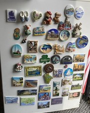 Lot (45)Vintage Ceramic Metal Sports Tourist Destination Souvenir Fridge Magnets