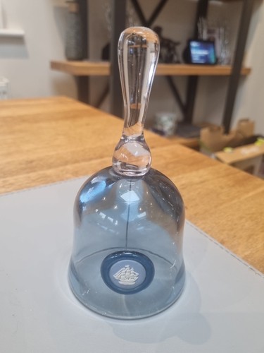 Vintage blue glass bell - blue,