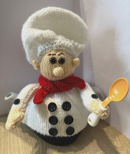 Hand knitted chef cup - hand,