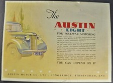 1946-1947 Austin Eight 8 Saloon Sales Brochure Folder Sedan Original