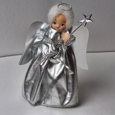 Vintage Silver Christmas Fairy/Angel Tree Topper Decoration, 70s, Retro