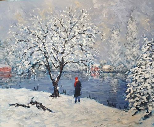 Original painting snow - painting:snow, by
