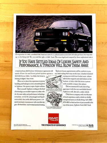 1992 print gmc typhoon - print, ad
