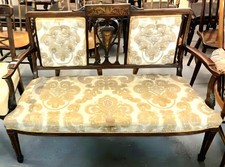 Beautiful Victorian Rosewood Inlaid upholstered parlour 2 seater sofa-FREE dlvry