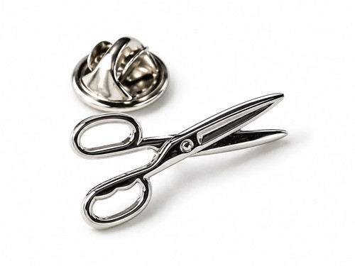 Silver scissors lapel pin - silver,
