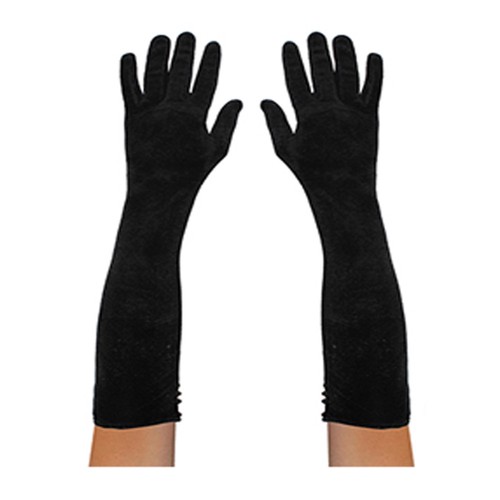 Black velour gloves long 50cm - velour,