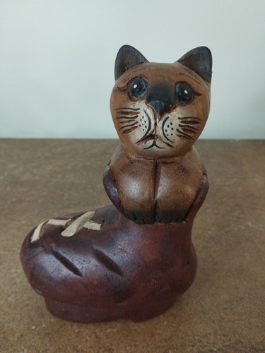 Carved wooden kitten - carved, in