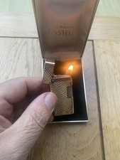 Vintage Zaima “Castelet” Gold-Tone Guilloché Gas Lighter in Original Box – Japan