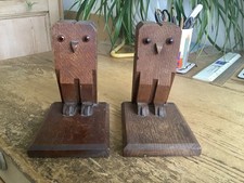 Nice Pair Art Deco Wooden Owls