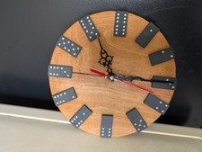 A Round Wooden Domino Wall Clock