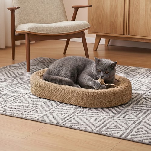 Oval cat scratcher - board, bed