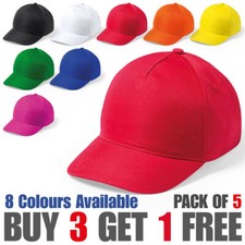 5 x Kids Plain Baseball Cap