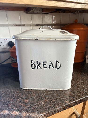 Vintage enamel bread bin - vintage,