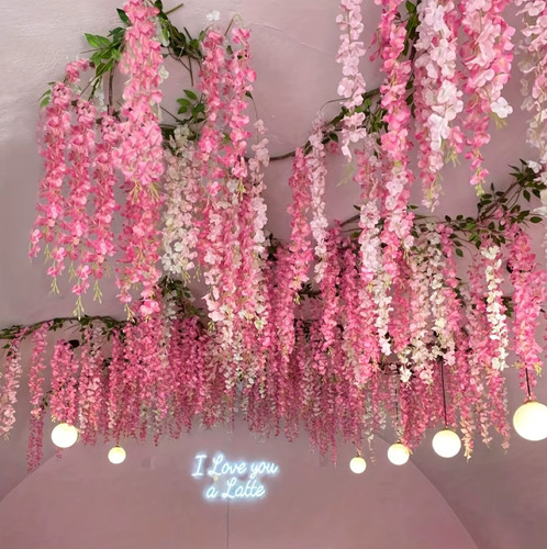 Flower strings hanging - flower, strings,
