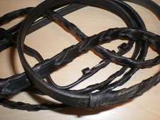 USED: Scrap leather tack pieces, reins, bridle