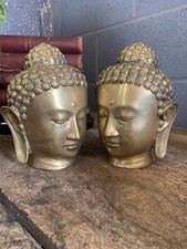 Antique Vintage Buddha Head Bust Bodhisattva Statue Chinese Bronze Gold Brass x1