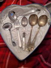 Vintage Kitchenalia Assorted Cutlery Sauce Ladle, Slotted Spoon & Fork, Thistle