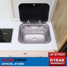 Stainless Steel RV Sink With Tempered Glass Lid for Campervan Motorhome Caravan
