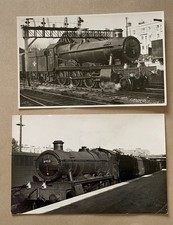 2 PHOTOS KENSINGTON OLYMPIA RAILWAY STATION & 2 BR (EX GWR) HALL CLASS LOCOS