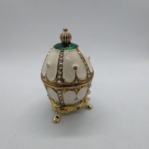 Enamelled egg shaped trinket - enamelled,